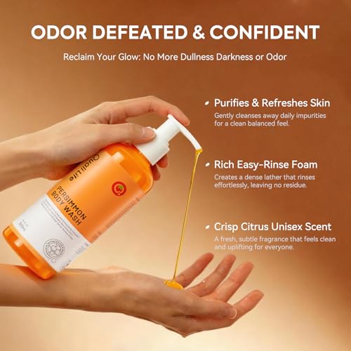 Persimmon Body Wash for Old People Smell, Natural Deodorant Bar Soap for Strong Odor Smelly Feet Remove, Cleansing Body Deodorizing for Eliminating Odor