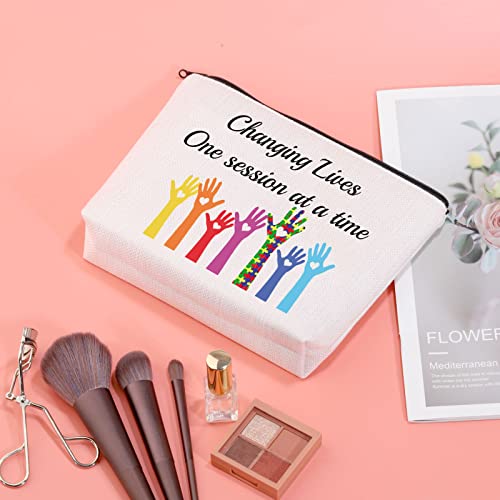 JXGZSO ABA Therapist Gifts Changing Lives One Session At A Time Makeup Bags ABA Therapy Gifts (One Session bag)