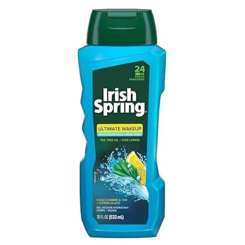 Irish Spring Ultimate Wake Up Tea Tree Face & Body Wash for Men, Moisturizing Body Wash Washes Away Bacteria - 18 Fl. Oz