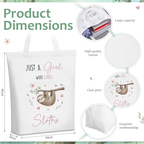 Ceenna 5 Pcs Sloth Gifts for Women, Just a Girl Who Loves Sloth Cosmetic Makeup Bag, Canvas Bag, A6 Spiral Notebook Lined Journal, Writing Gel Ink Pen and Funny Keychain for Girl Animal Lovers Gift