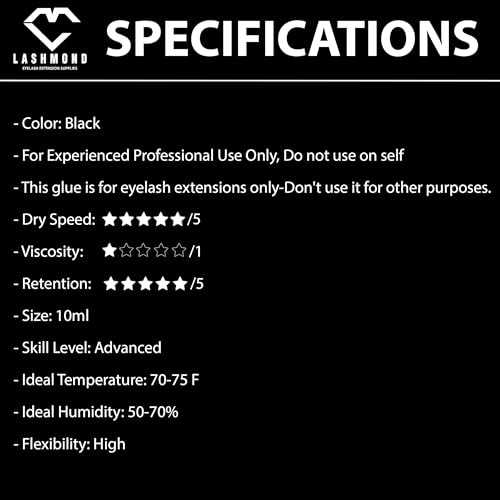 Pro Strong Eyelash Extension Glue Ultra Black -Lash Adhesive (10 ml) / 2-3 Sec Drying time/Retention ? 6 to 8 Weeks/Maximum Bonding Power/Black Adhesive for Semi-Permanent Extensions