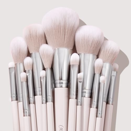 ColourPop Stone Cold Brush Roll Face & Eye Brush Set - Face & Eye Makeup Brush Set - Made with Luxe Synthetic Vegan Bristles - Includes Holder (15 Count)