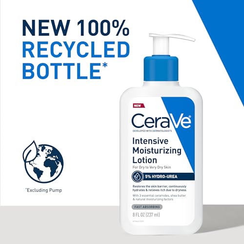 CeraVe Intensive Moisturizing Lotion, Hydro-Urea + Shea Butter, Body Lotion For Dry Skin, Relieves Signs Of Extra Dry Skin, Non Greasy Hydrating Cream For Rough, Tight, Red & Itchy Skin, 8oz