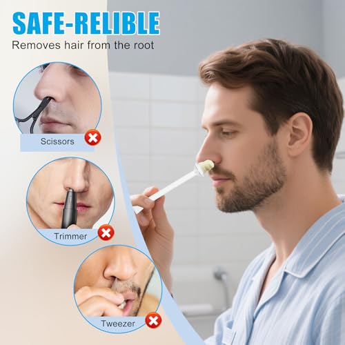 Nose Hair Wax Sticks - 80 PCS Hair Wax Applicator Sticks with Disposable Spatulas for Painless Nose/Ear Hair Removal, Plastic Nose Ear Hair Removal Wax for Men Women