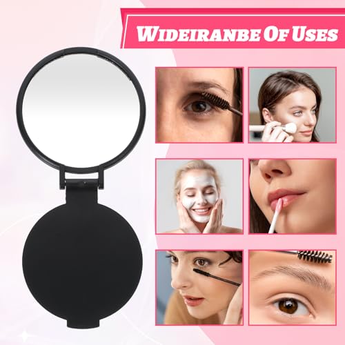80Pcs Mini Folding Mirror for Purse, Round Makeup Mirror Portable Pocket Compact Travel Small Mirrors Mini Gifts for Women Adult Coworker Friends Halloween Christmas (2.5Inch, Black)