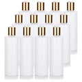JUVITUS 8 oz Clear Natural Refillable Plastic Squeeze Bottle with Gold Metal Disc Cap (12 Pack)