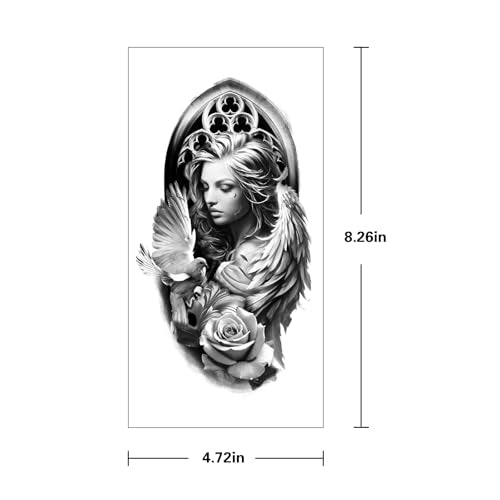 24 Sheets 8-Inch Temporary Tattoos Fake Tattoos Temporary Tattoos Adult Tatuajes Temporales Para Hombres 3D Halloween Style Lion Tiger Skull Jesus Angel Cowboy Mythology