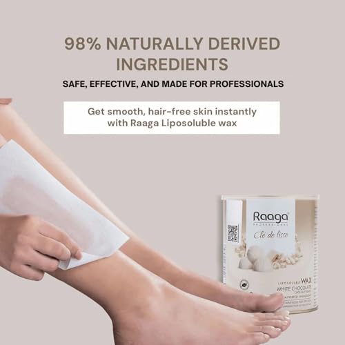 Raaga Professional White Chocolate Liposoluble Body Wax | Soft Wax for Hair Removal | Gently Removes Unwanted Hair & Tan | Nourishes & Hydrates Skin | For Dry Skin | 27.05 Fl Oz/800ml