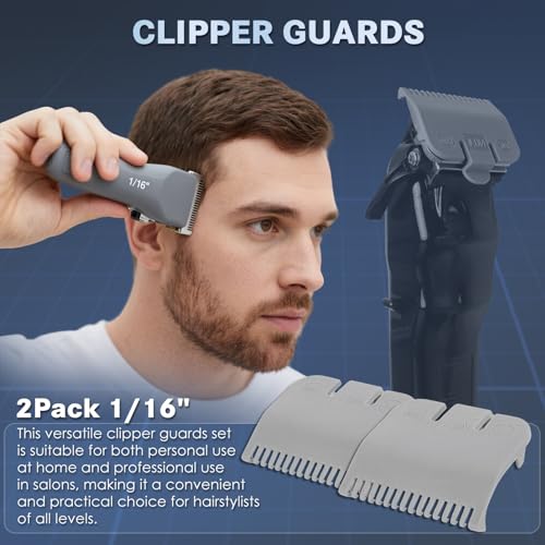 2 Pack Replacement for 1/2 Wahl Clipper Guards Set,1/16" 1.5mm Hair Clipper and Trimmer Attachment for Professional Stylists and Barbers (Grey)