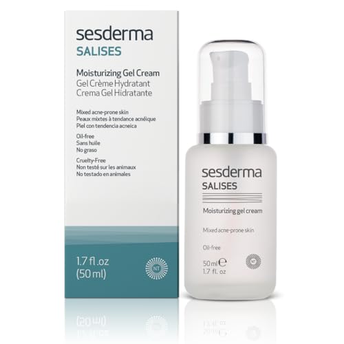 Sesderma SALISES Moisturizing Gel Cream, Acne Treatment for Oily & Combination Skin, Control Breakouts & Hydrate, 1.7 fl oz