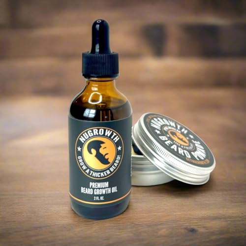 Beard Growth Kit for Black Men ? Beard Oil & Shea Butter Balm Set ? Softens, Moisturizes & Promotes Thicker Beards with Avocado, Mint & Jamaican Black Castor Oils (4 fl. oz.)