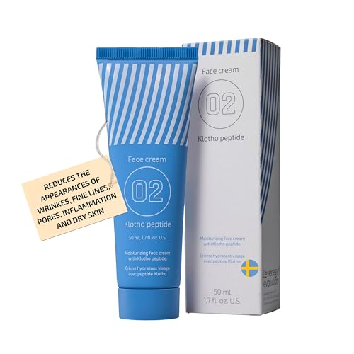 EiE 02 Klotho Peptide Cream Face Moisturizer ? Rare Groundbreaking Peptides Face Cream for Women with Hyaluronic Acid, Sagging Skin, Fine Lines and Wrinkles Treatment, Made in Sweden, 1.7 fl. Oz