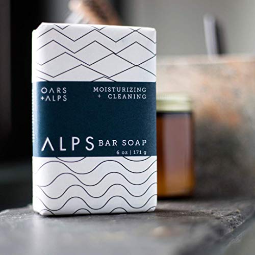 Oars + Alps Exfoliating & Moisturizing Bar Soap for Men, Deep Cleaning Soap, Clean Ingredients, All Skin Types, Shea Butter, Jojoba Oil, 6pk