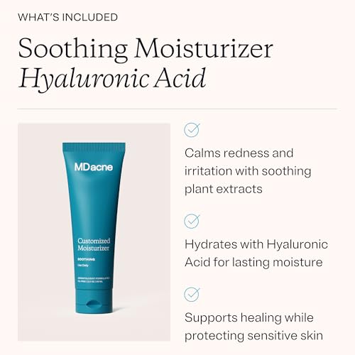 MDacne 3 Step Face Acne Treatment Kit, Benzoyl Peroxide Cream 2.5%, Salicylic Acid Cleanser, Niacinamide Moisturizer ? Medicated Plant-Based Skincare for Adult & Teen Acne, 60 Day Kit
