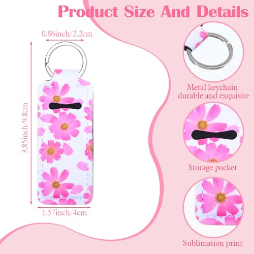 10 PCS Lip Balm Sleeves Holder Keychain, Lipbalm Sleeve Pouch Organizer with Clip, Portable Lipstick Holder Key Chain Lip Gloss Case for Women Christmas Gfts Lipstick Holders for Badge Reel