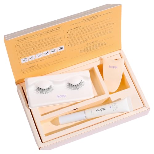 ISOPIA False Eyelashes, Ultra Soft Clear Band Lashes Wispy, Reusable Strip Lashes, Natural Lashes 1s Wearing Starter Friendly Kit (HARMONY)