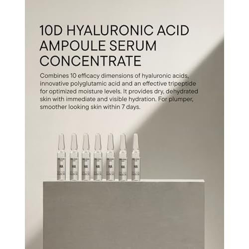 DOCTOR BABOR 10D Hyaluronic Acid Ampoule Serum Concentrate, 7-day Moisture Treatment, Plumper Fresher Complexion with Intensive Moisture, Minimize Wrinkles, Radiantly Glowing Skin