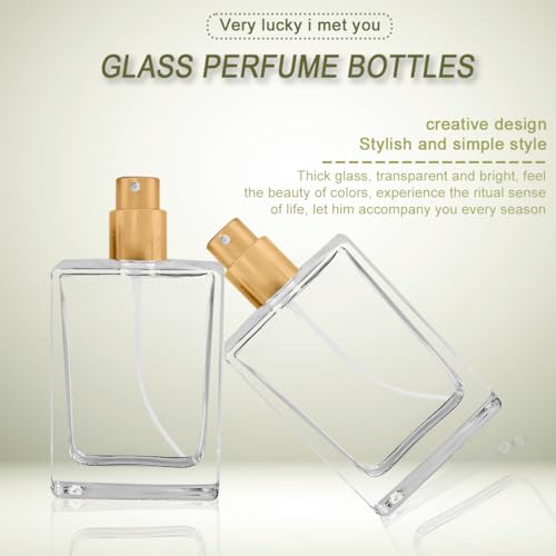 Enenes 8 Pack 30ml/1Oz Refillable Glass Perfume Bottles - Premium Square Gold Atomizer Spray Bottles, Leak-Proof Portable Empty Perfume Containers for Travel, Purse, Gym & Home Office Use