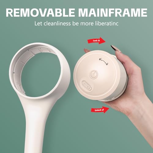 Electric Back Scrubber for Shower - IPX7 Waterproof Rechargeable Dual Handle Power Exfoliating Bath Brush with 3 Heads 2 Speeds for Cleansing, Exfoliating & Massaging Skin (Beige)