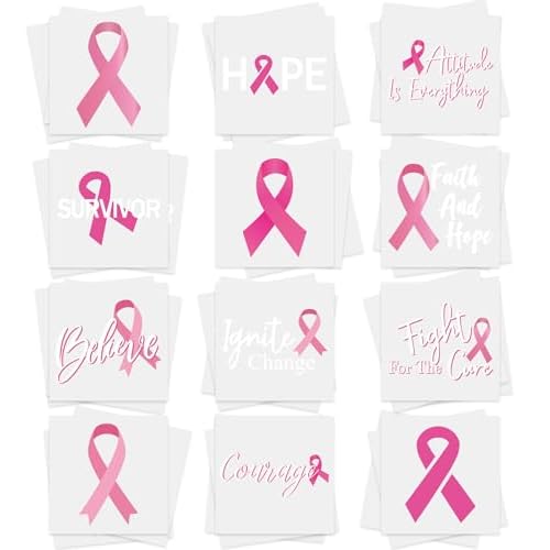 192PCS Breast Cancer Awareness Pink Ribbon Tattoos - Walk/Football Team/Run/Fundraising Giveaways Favors