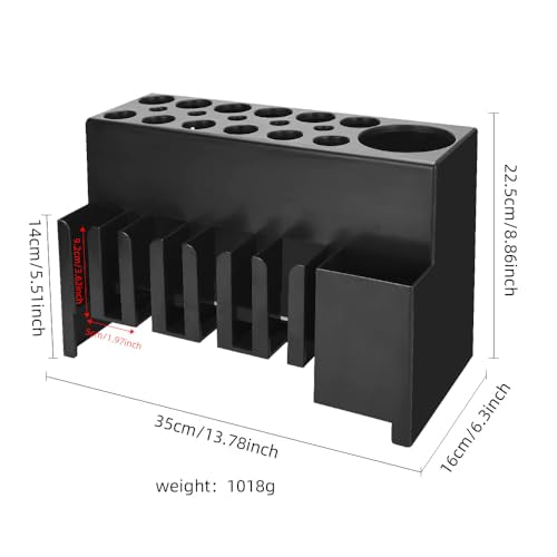 Wall Mount Hair Tool Organizer, 6-Slot Holder for Clippers, Dryers & Brushes, Save Counter Space, All-in-One Storage Rack for Bathroom & Salon, Black