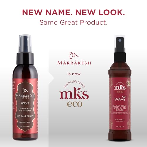 MKS eco Wave, Original Scent - 4 fl oz - Texturizing Sea Salt Spray - For Perfect Beachy Waves - Moroccan Argan Oil, Hemp Seed Oil - Vegan & Cruelty Free