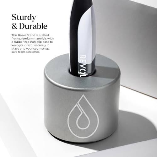 Revolv Razor - Razor Stand - Durable Razor Holder with Rubberized Non-Slip Base - Keeps Blades Clean, Dry & Upright -Opening measures 3/4 of an inch. Compatible with Most Cartridge Razors