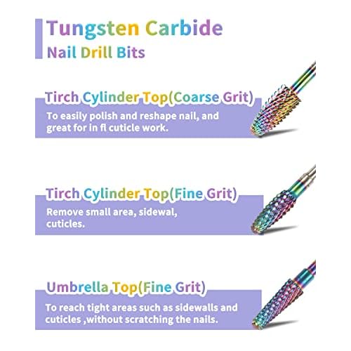 BQAN Nail Drill Bits, 17Pcs Tungsten Carbide Drill Bit Set, Professional 3/32'' Nail Bits For Nail Drill Efile, Acrylic Nails, Manicure Pedicure, Home Salon Nail Art Supplies