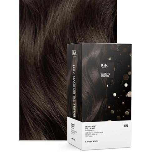 IGK Permanent Hair Dye Color Kit + At-Home Color Tools Set | 5N Back To Brown-Natural Brown, 100% Gray Coverage | Salon-Quality Application | 4.75 oz