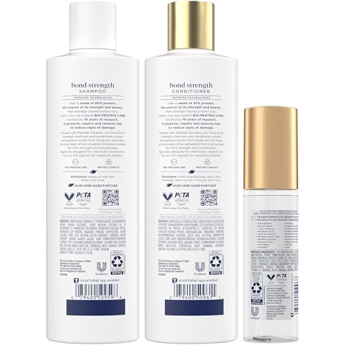 Dove Bond Strength Shampoo & Conditioner Set + Hair Serum Bundle ? Repair Treatment for Damaged and Frizzy Hair (3 Piece Set)