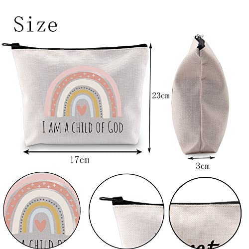 POFULL Christian Salvation Quote Gift Goddaughter Gifts for Women I am A Child OF God Cosmetic Bags Baptism Gift (I AM A CHILD OF GOD bag)