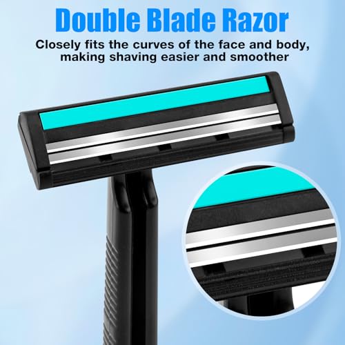 Disposable Razors Bulk for Men 200 Pack, Homeless Supplies Bulk, Twin Blade Mens Safety Travel Supply Shaving Razor, Face Beard Body Shavers for Hotel Camping Bathing (Black)