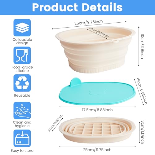 Upgrade Face Bowl for Ice with Built-In Ice Tray Collapsible Silicone Ice Bath Basin with Cover Portable Home Spa Tools for Home or Travel