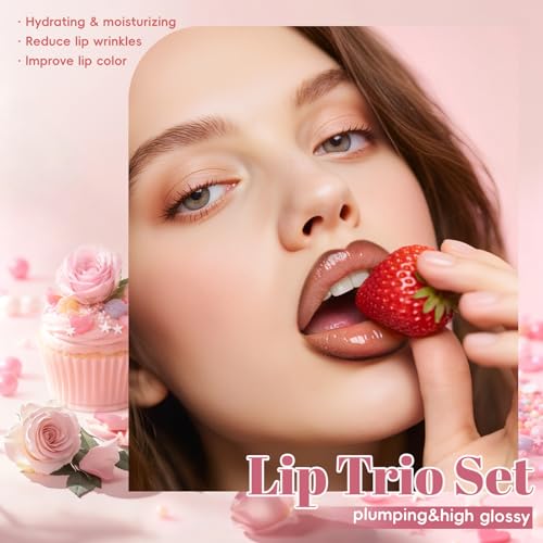 Noerrors 3 in 1 Nude Peach Lip Kit with Beige Liquid Lipstick Hydrating Lip Gloss Liner Trio, Matte Velvet Lip Glaze Moisturizing Lip Gloss and Creamy Lip Pencil Set, Long Wear Glossy Pale Lip Combo