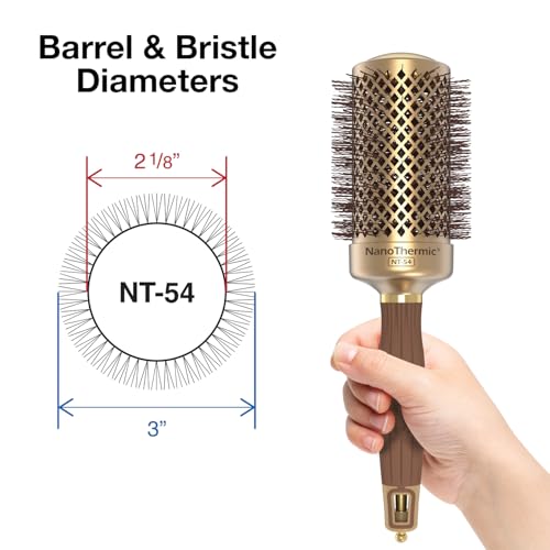 Olivia Garden NanoThermic 50th Anniversary Ceramic + Ion Round Thermal Hair Brush - Not Electrical - Professional Blowout Brush for Normal to Thick Hair