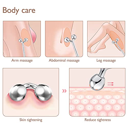 Tekson Faical Roller Massager and 3PCS Eye Roller Cream, 3D Metal Face Massage Tool for Reduce Puffines
