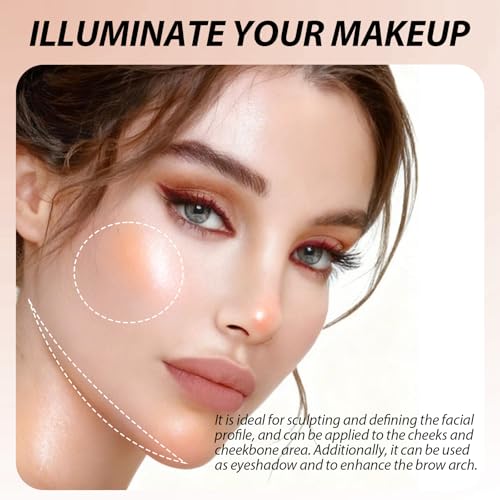 Highlighters Makeup Palettes,Face Glitter Glow Makeup Natural Glow Finish,Face Body Highlighters & Luminizers, Pearl Shimmer Highlighter Makeup Smooth Baked Powder,02-Sun Glow