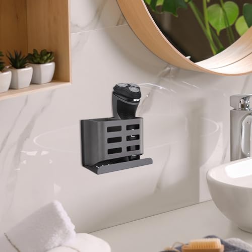 Linkidea Aluminum Electric Shaver Holder, Razor Holder Compatible with Philips Norelco Shaver 3600, Shaver 2400, Series 9, Shaver Storage Holder for Bathroom (Grey)