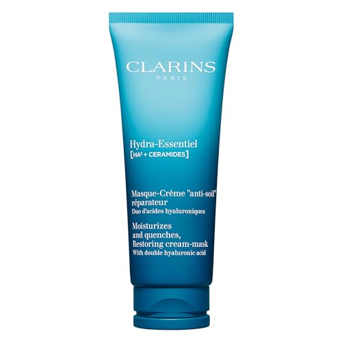Clarins Hydra-Essentiel Face Mask | Hydrating Face Mask | Visibly Plumper Skin + 24H Hydration* | Revives Radiance | Double Dose Of Hyaluronic Acid | Visibly Smoothes | All Skin Types | 2.5 Oz