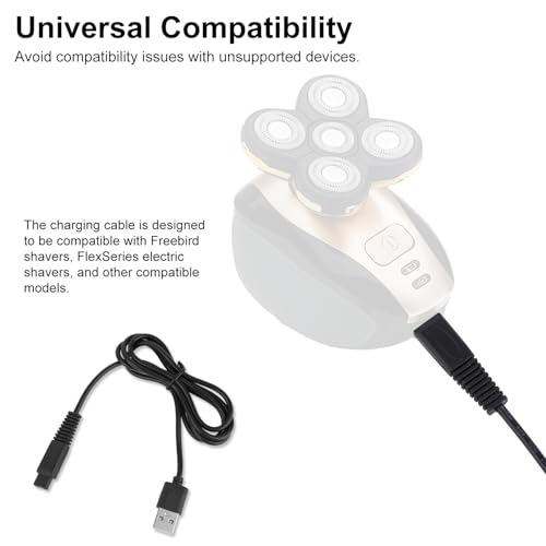 2pcs Shaver Charger Cords Replacements for Freebird, 98cm/3.2ft Durable Razor Charger Cord Replacements Compatible with Freebird & FlexSeries Head Shavers (Black)