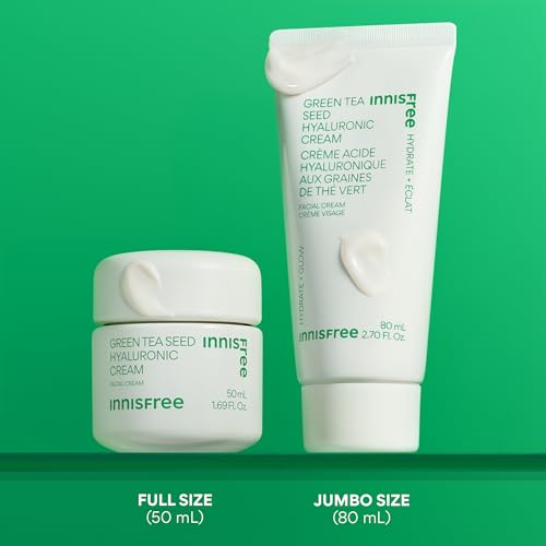 innisfree Green Tea Seed Hyaluronic Acid Cream with Skin Barrier Boosting Complex & Ceramide, Hydrating Korean Face Moisturizer Available in Sets & Jumbo