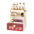 FOLLOWIN Bathroom Organizers and Storage with Drawer,Vanity Storage Organizer with Makeup Brushes Holder, Perfume Lotion Cosmetic Organizer,Blush Pink