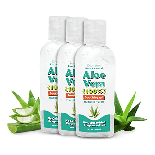 Organic Aloe Vera Gel 100% Pure & Natural Gel, Moisturizing, Face Skin & Hair Care, Made in USA, Unscented (3, (2 Oz))
