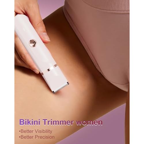 Bikini Trimmer for Women,3 in 1 Electric Shaver,IPX7 Waterproof Hair Trimmer Women USB Recharge (Pink)
