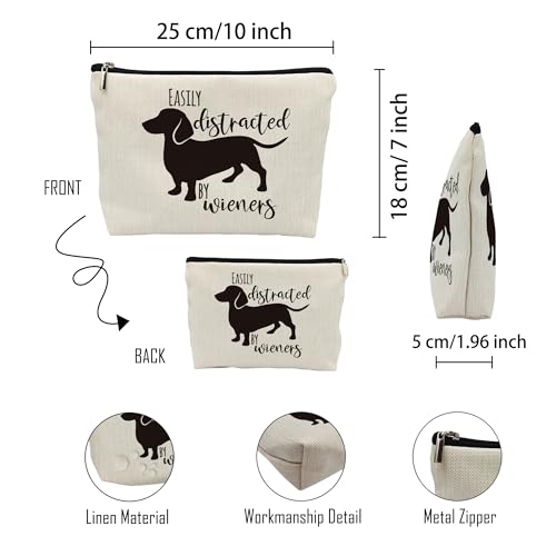 Huester Dachshund Wiener Dog Makeup Bag, Cosmetic Pouch for Dachshund Lovers, Travel Size, Women, Girls