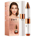 2-in-1 Painless Eyebrow Trimmer & Flawless Facial Hair Remover for Women - Gentle Dual Head Design for Brows, Lip, Chin, Cheeks - Rechargeable Type-C(White A)