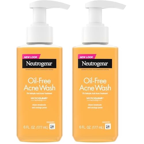 Neutrogena Oil-Free Acne Face Wash, Breakout Prone Skin Facial Cleanser with 2% Salicylic Acid Acne Treatment for Face, 6 fl. oz (Pack of 2)