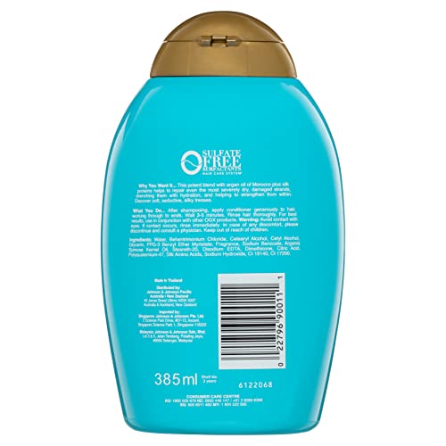 OGX Brand Extra Strength Hydrate & Repair Conditioner, 13 Fl Oz (Pack of 2), Infused with Cold-Pressed Argan Oil of Morocco for Dry, Damaged Hair, Paraben-Free, Sulfate-Free Surfactants