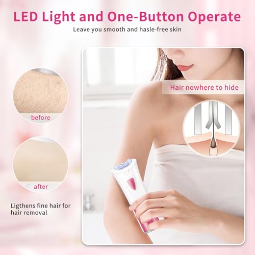 Facial Epilator for Women - 2026 New Face Epilator Hair Remover with LED Light - Smooth Glide Electric Hair Tweezers for Face/Arm/Legs/Bikini Line/Chin/Lip/Pubic Lady Hair Removal Epilators Cordless