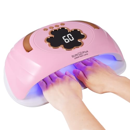 UV LED Nail Lamp for Two Hand, 248W Large Space UV Light for Nails,45 LED Beads and Professional Manicure Nail Lamp with Automatic Sensor (Pink)